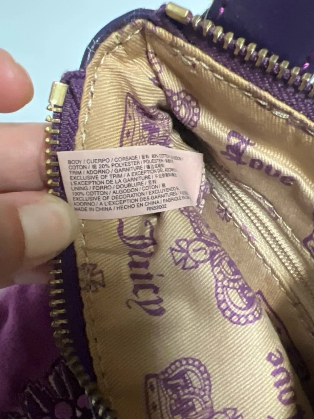 Vintage Juicy Couture Plum Velvet Crossbody Bag with Embroidered Crest